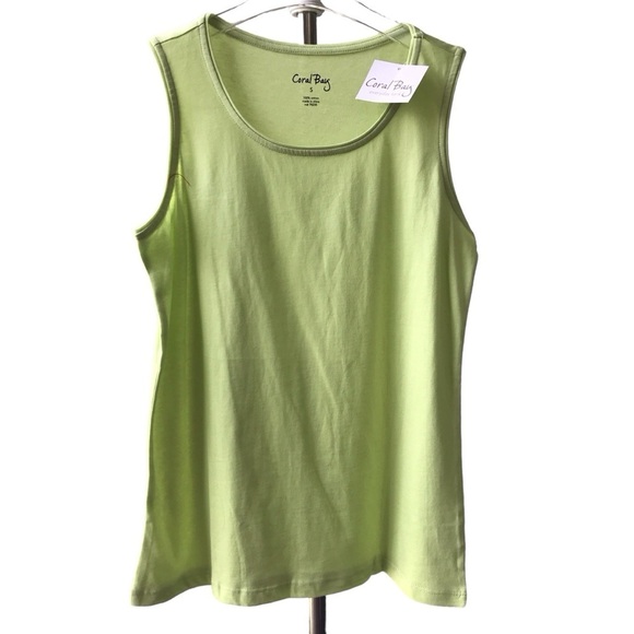 Coral Bay Every Day Tank size S green sleeveless crew neck 100% cotton - Picture 1 of 7